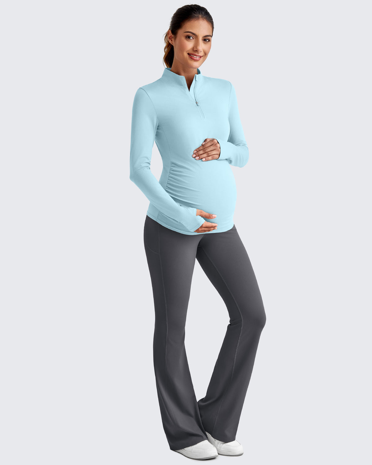 G4Free Activewear - UPF 50+ Half Zip Sun Maternity Shirts -GF25BY464BF-XS-GF25BY464BA-S-GF25BY464BB-M-GF25BY464BC-L-GF25BY464BD-XL