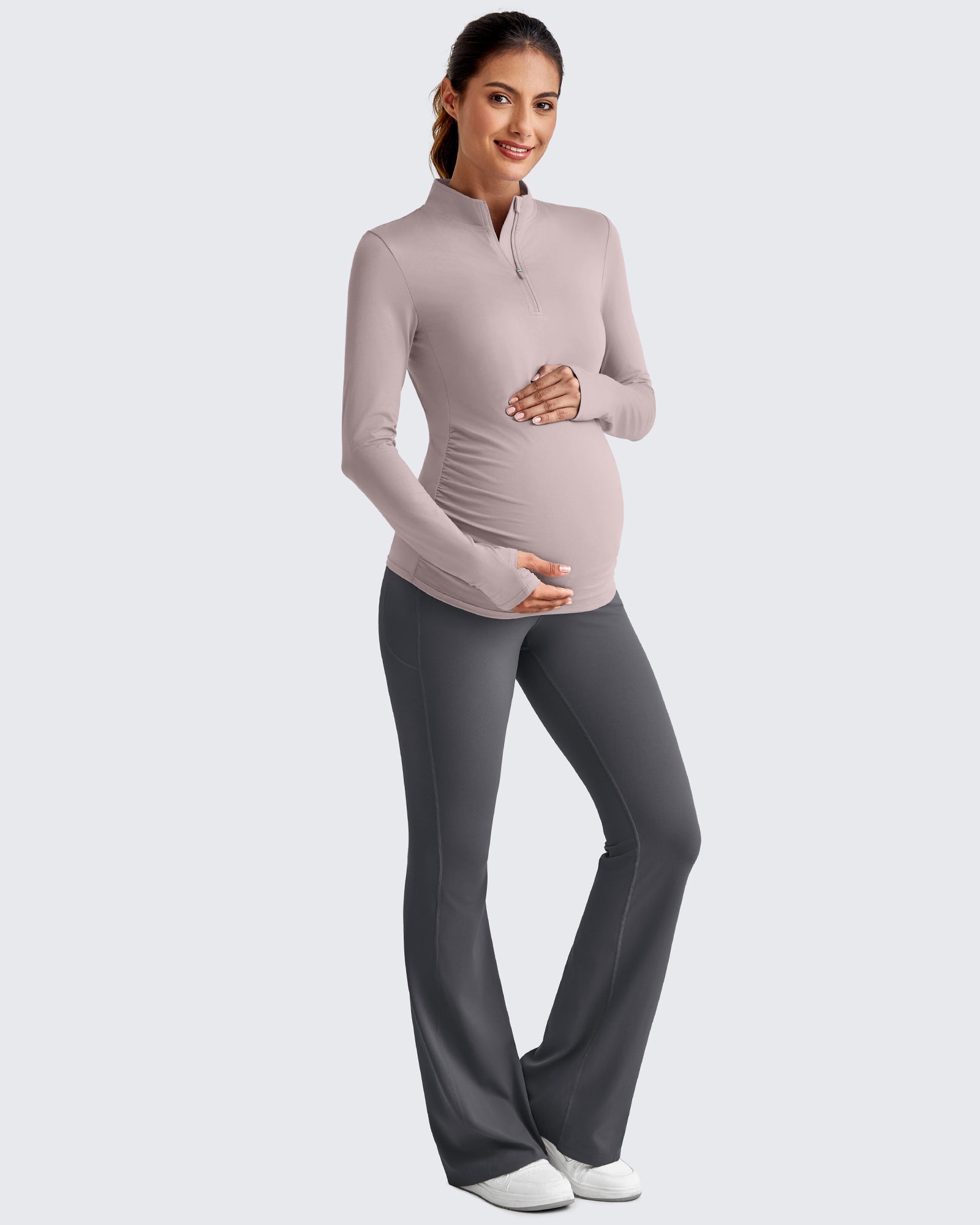 G4Free Activewear - UPF 50+ Half Zip Sun Maternity Shirts -GF25BY464BF-XS-GF25BY464BA-S-GF25BY464BB-M-GF25BY464BC-L-GF25BY464BD-XL