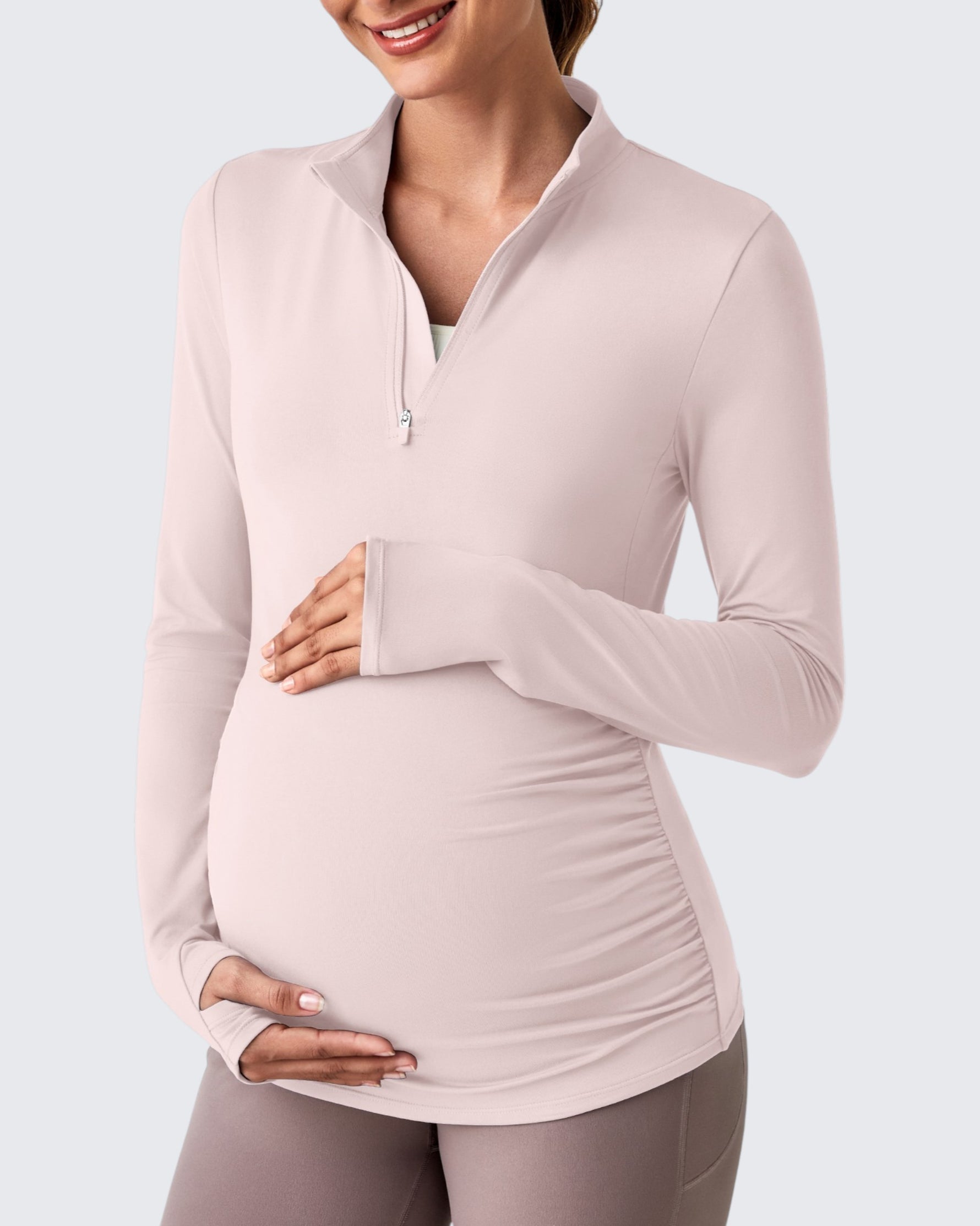 G4Free Activewear - UPF 50+ Half Zip Sun Maternity Shirts -GF25BY464BF-XS-GF25BY464BA-S-GF25BY464BB-M-GF25BY464BC-L-GF25BY464BD-XL