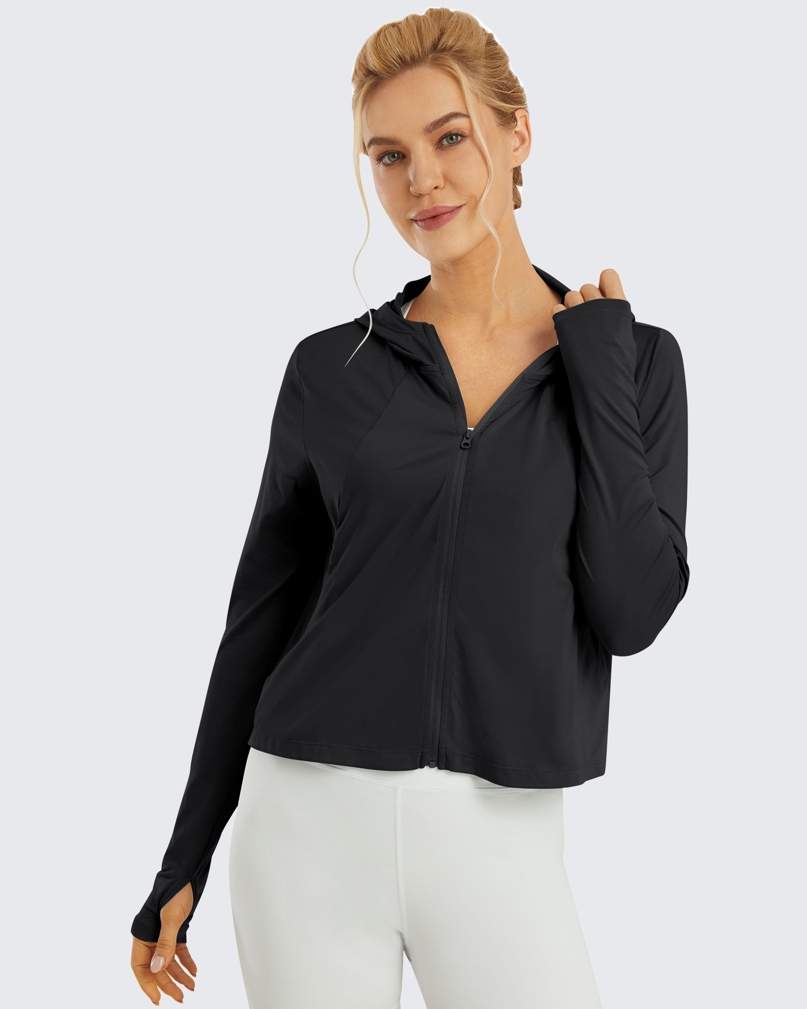 G4Free Activewear - UV Sun Crop Zip Hoodie Long Sleeve -GF21B010AA-S-GF21B010AB-M-GF21B010AC-L-GF21B010AD-XL-GF21B010BA-S