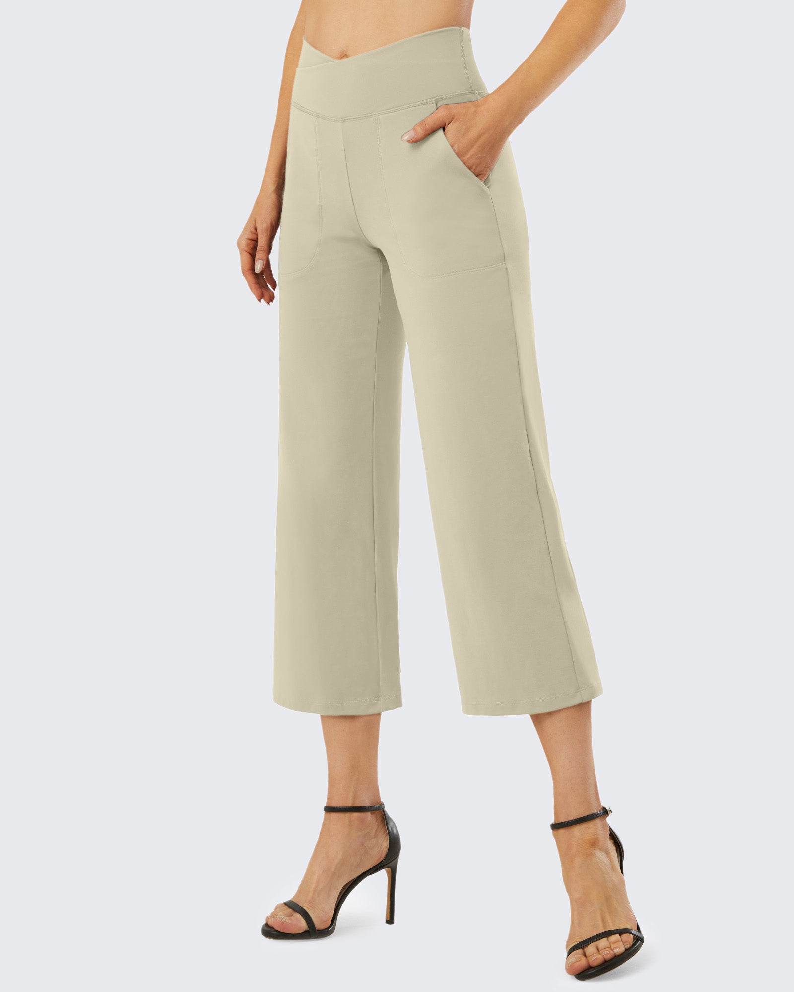 G4Free Activewear - Wide Leg High-Waisted Capri Work Pants 22 -GF21D016AA-S-GF21D016AB-M-GF21D016AC-L-GF21D016AD-XL-GF21D016AE-XXL