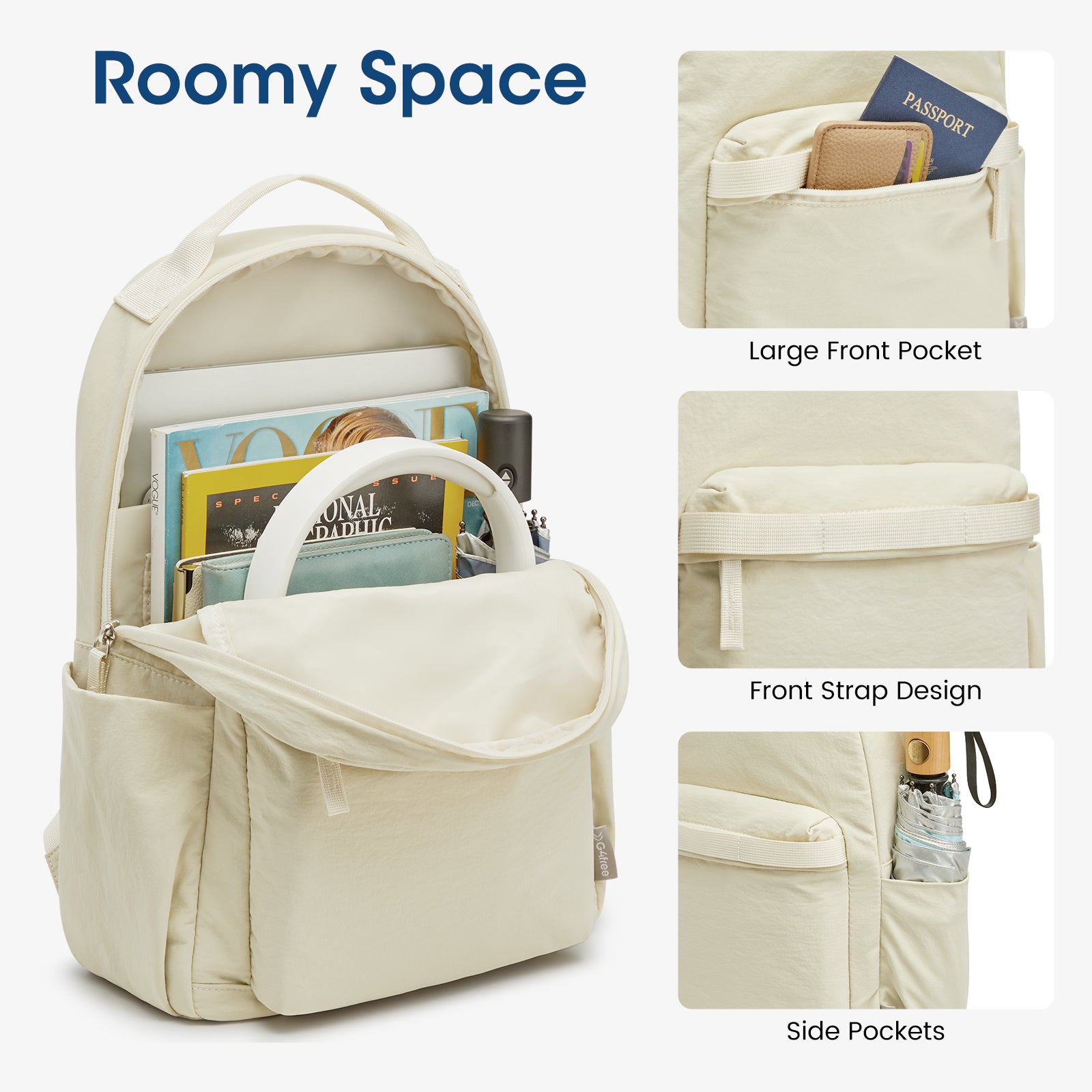 G4Free Activewear - Women Nylon Mini Backpack Purse Daypack -TN25B566A-TN25B566B-TN25B566C