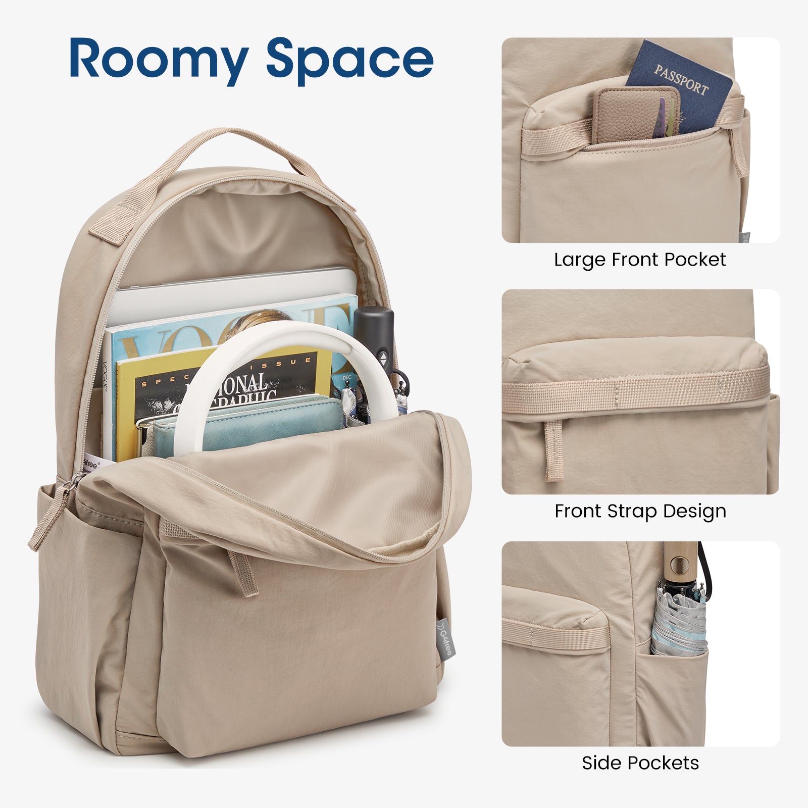 G4Free Activewear - Women Nylon Mini Backpack Purse Daypack -TN25B566A-TN25B566B-TN25B566C