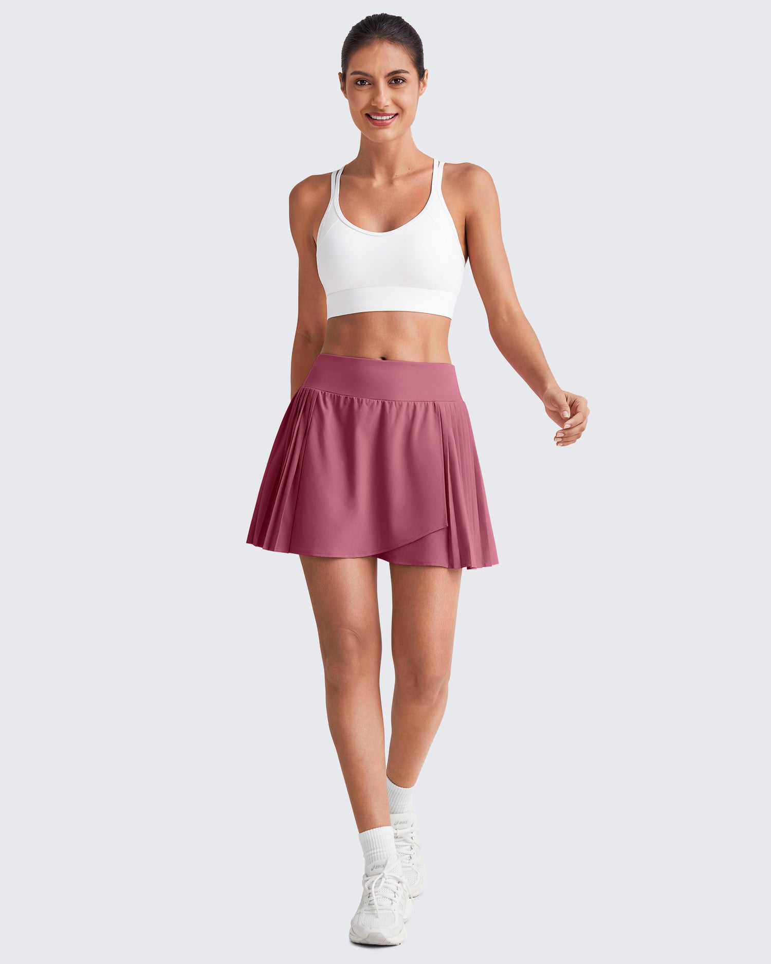 G4Free Activewear - Wrapped  Front Pleated Tennis A Line Skirts -GF25H410CA-S-GF25H410CB-M-GF25H410CC-L-GF25H410CD-XL-GF25H410CE-XXL