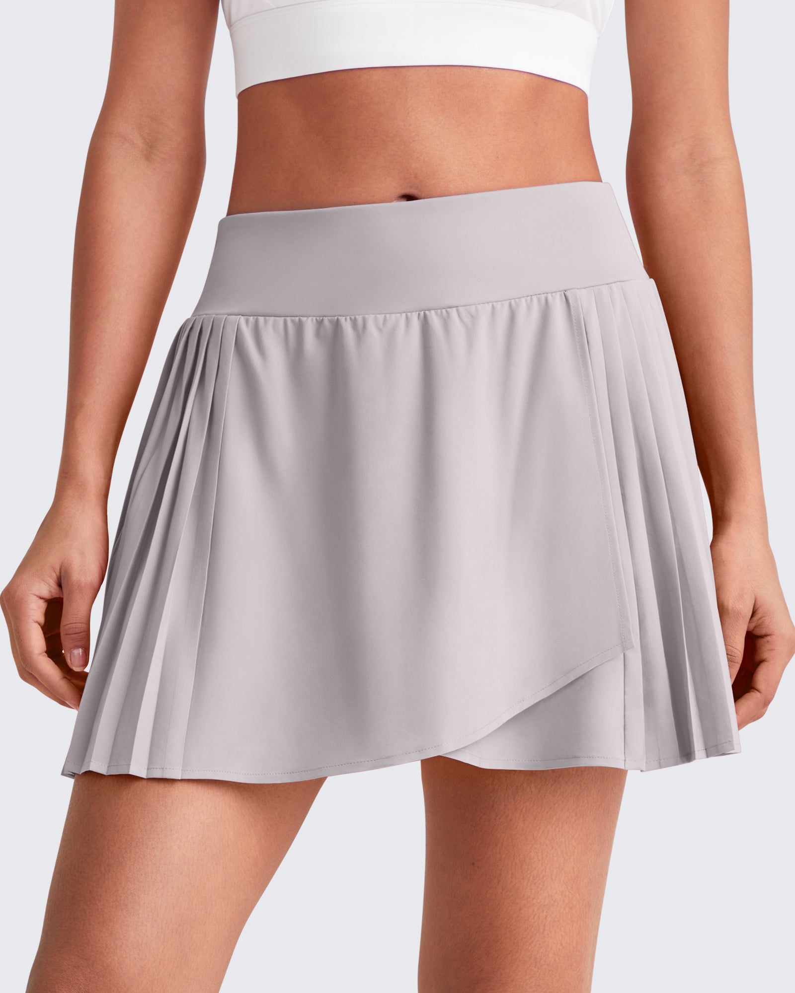 G4Free Activewear - Wrapped  Front Pleated Tennis A Line Skirts -GF25H410CA-S-GF25H410CB-M-GF25H410CC-L-GF25H410CD-XL-GF25H410CE-XXL