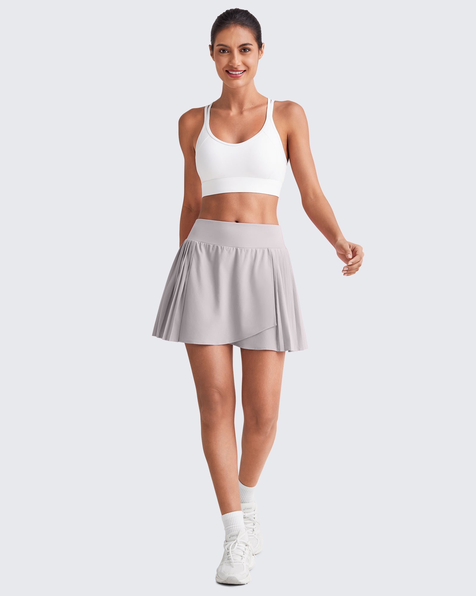 G4Free Activewear - Wrapped  Front Pleated Tennis A Line Skirts -GF25H410CA-S-GF25H410CB-M-GF25H410CC-L-GF25H410CD-XL-GF25H410CE-XXL