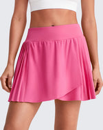 G4Free Activewear - Wrapped  Front Pleated Tennis A Line Skirts -GF25H410CA-S-GF25H410CB-M-GF25H410CC-L-GF25H410CD-XL-GF25H410CE-XXL