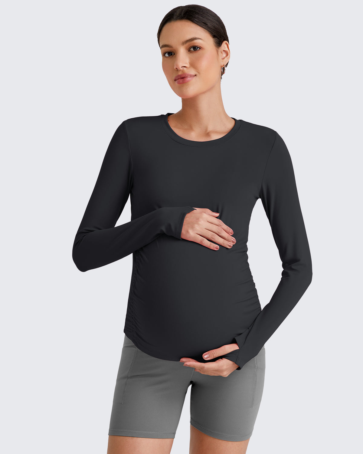 G4Free - BareFeel Crew Neck Ruches Maternity Long Sleeve -GF25BY380CA-S-GF25BY380CB-M-GF25BY380CC-L-GF25BY380CD-XL-GF25BY380CE-XXL