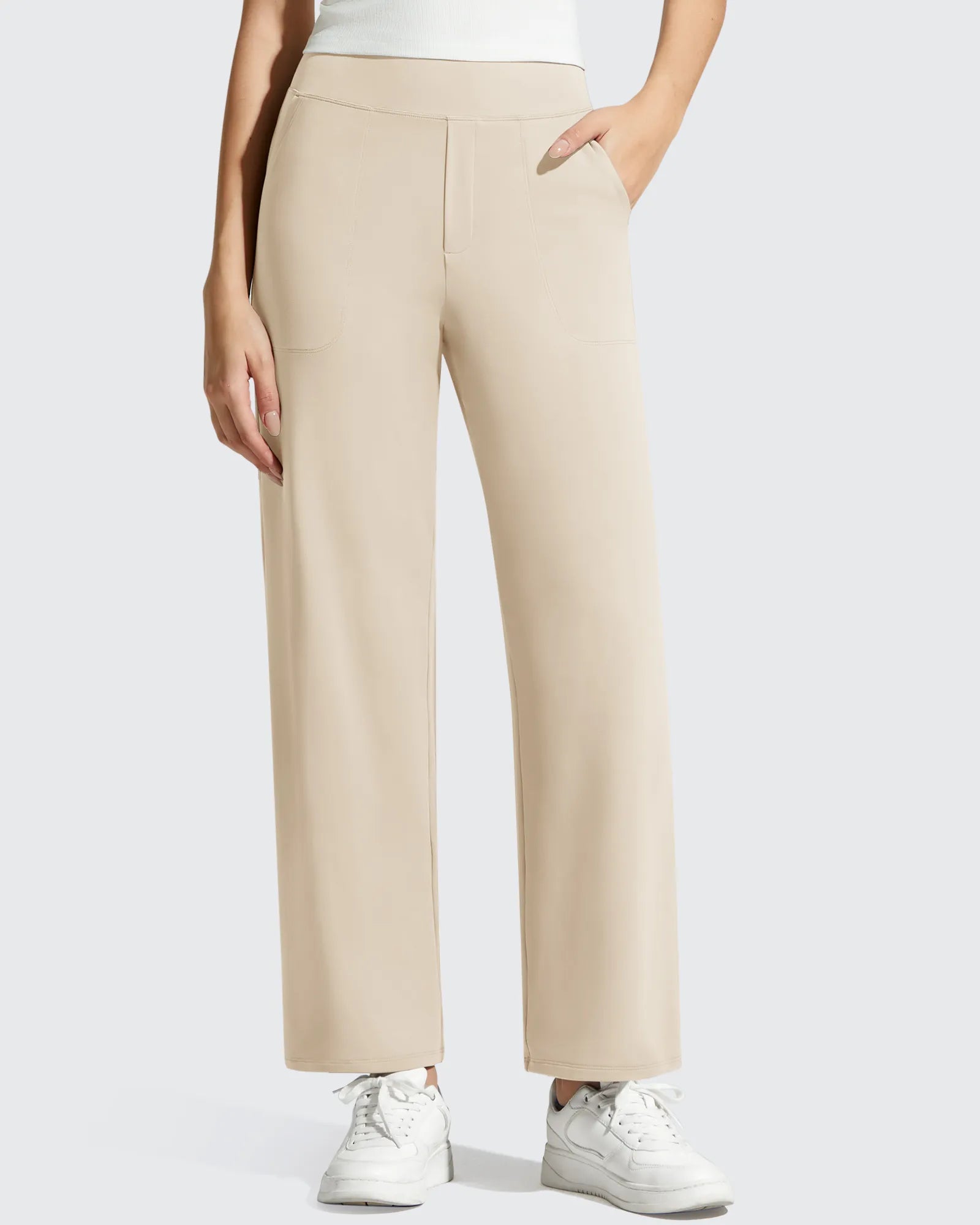 G4Free - BareFeel Faux Fly Ankle Length Casual Dress Pants -GF26J775F001A-S