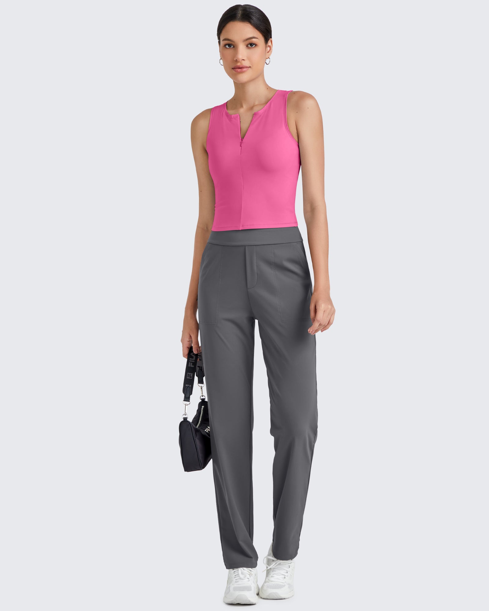 G4Free - BareFeel Half Zip Cropped Workout Tank Tops -GF25L394CA-S-GF25L394CB-M-GF25L394CC-L-GF25L394CD-XL-GF25L394CF-XS