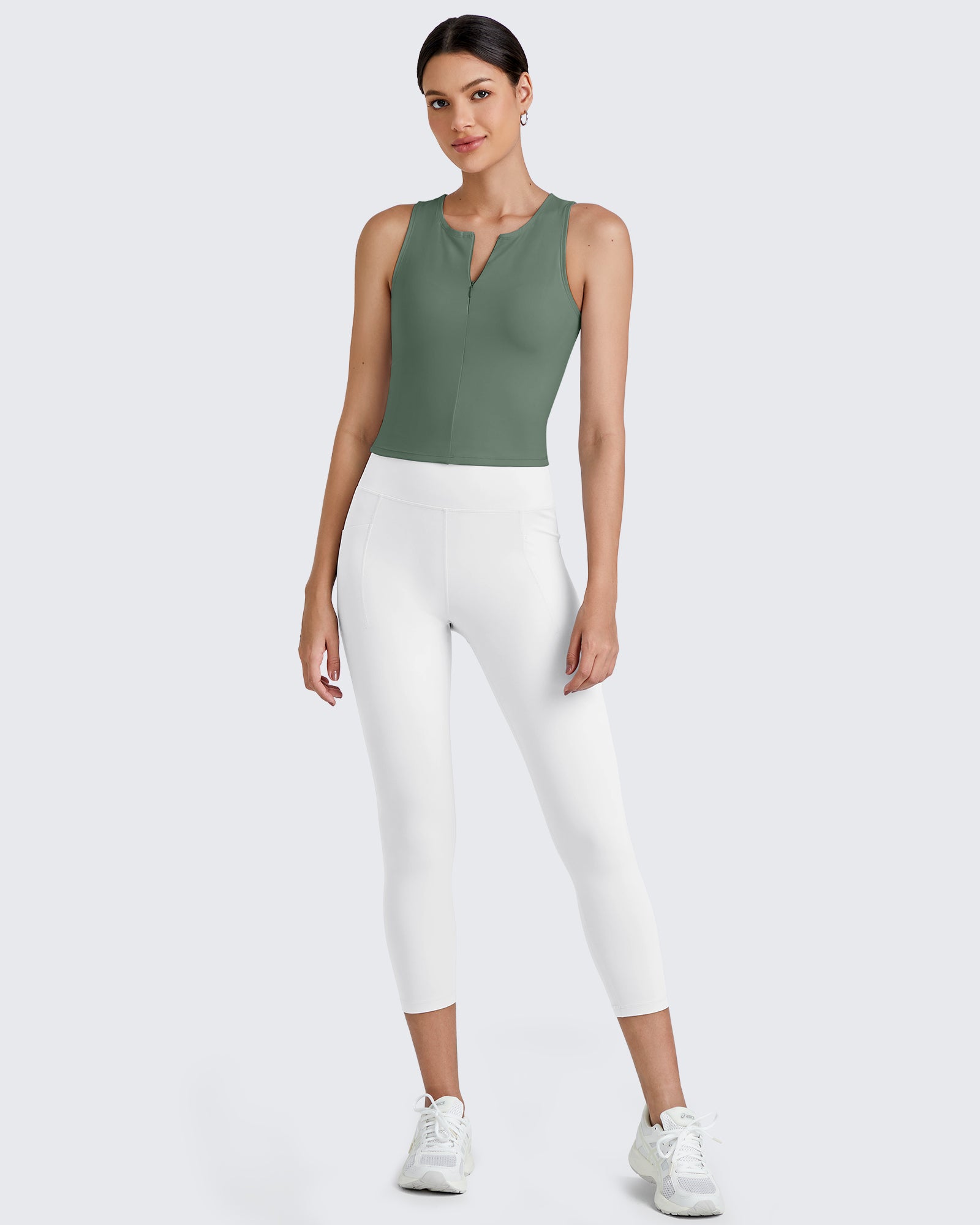 G4Free - BareFeel Half Zip Cropped Workout Tank Tops -GF25L394CA-S-GF25L394CB-M-GF25L394CC-L-GF25L394CD-XL-GF25L394CF-XS