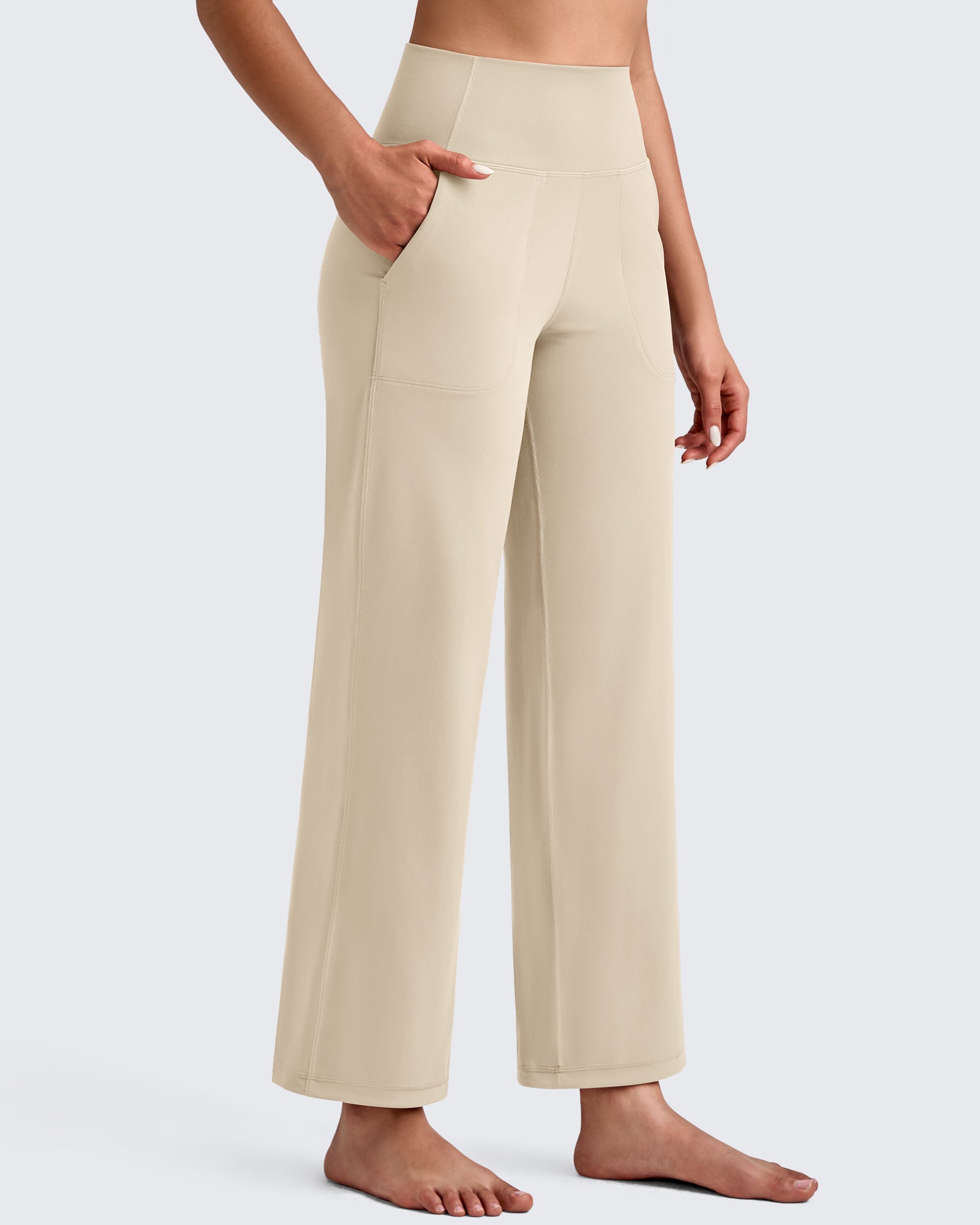 G4Free - BareFeel High Waist Wide Leg Ankle Length Pants -GF25J487AF-XS