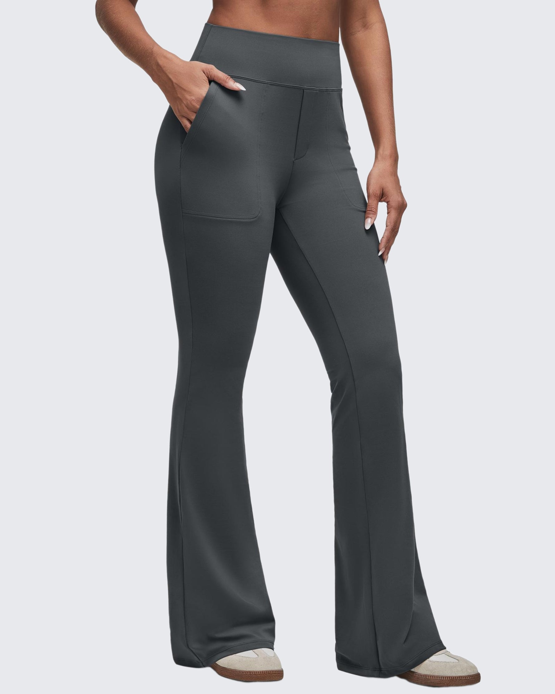 G4Free - BareFeel High Waisted Pockets Flare Dress Pants -GF25A548DF-XS-GF25A549DF-XS-GF25A550DF-XS-GF25A548DA-S-GF25A549DA-S