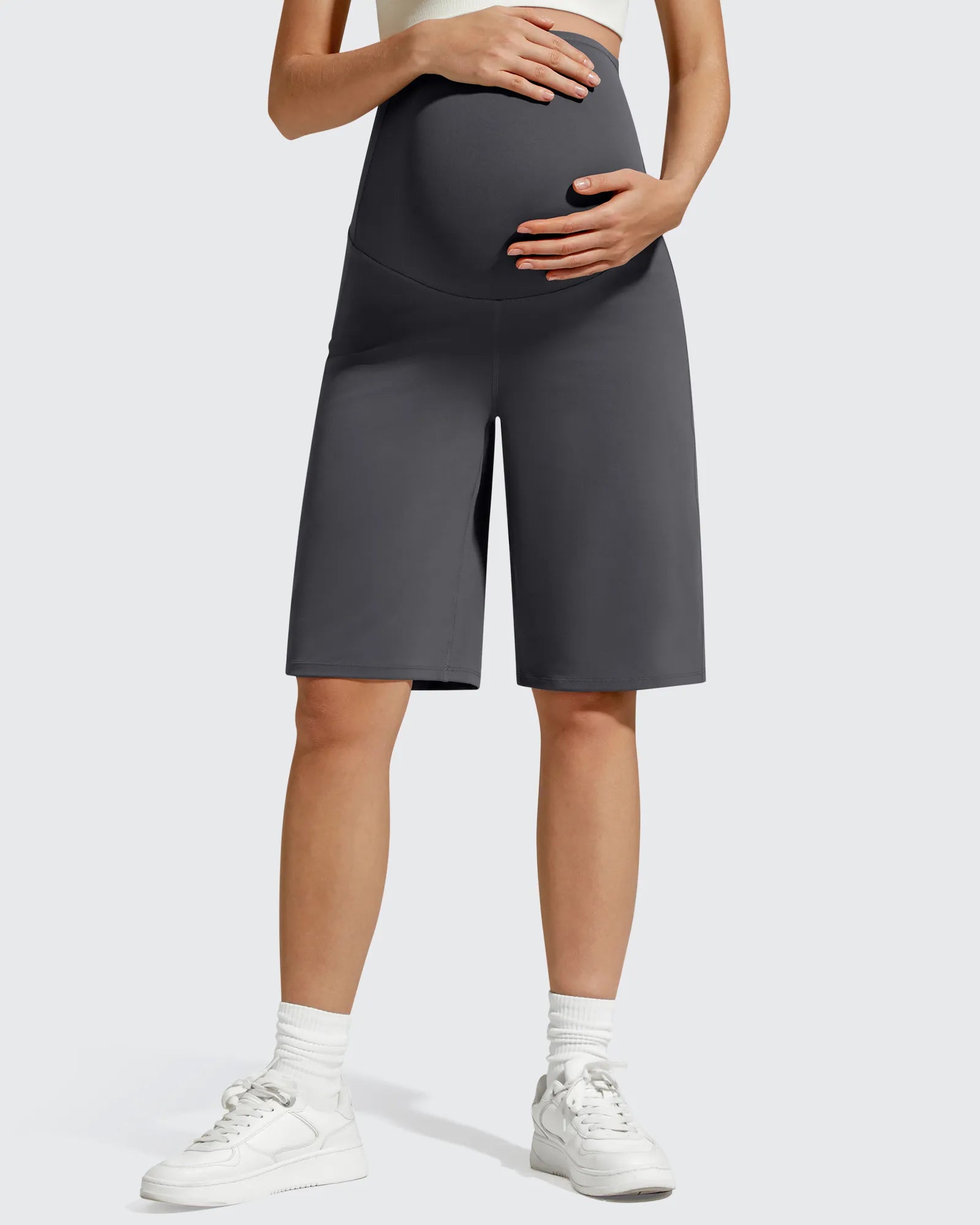 maternity shorts for under dresses Ann Lounge Maternity Shorts In Steel Blue
