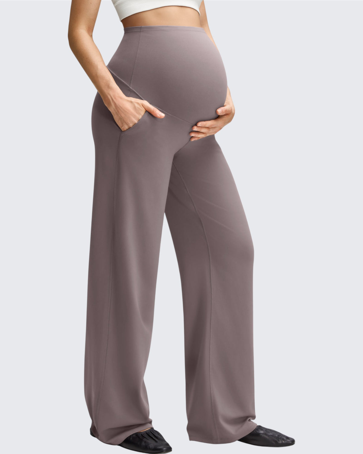G4Free - BareFeel Maternity Casual Pockets Wide-Leg Pants -GF25JY593AF-XS