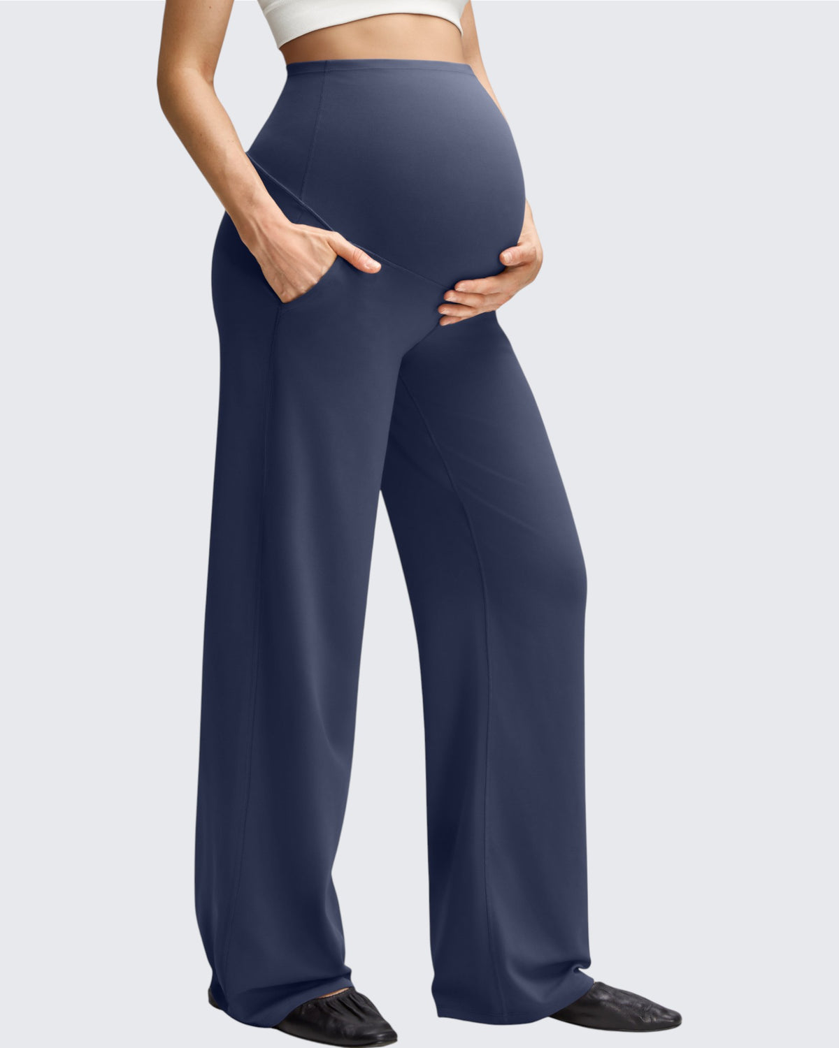 G4Free - BareFeel Maternity Casual Pockets Wide-Leg Pants -GF25JY593DF-XS