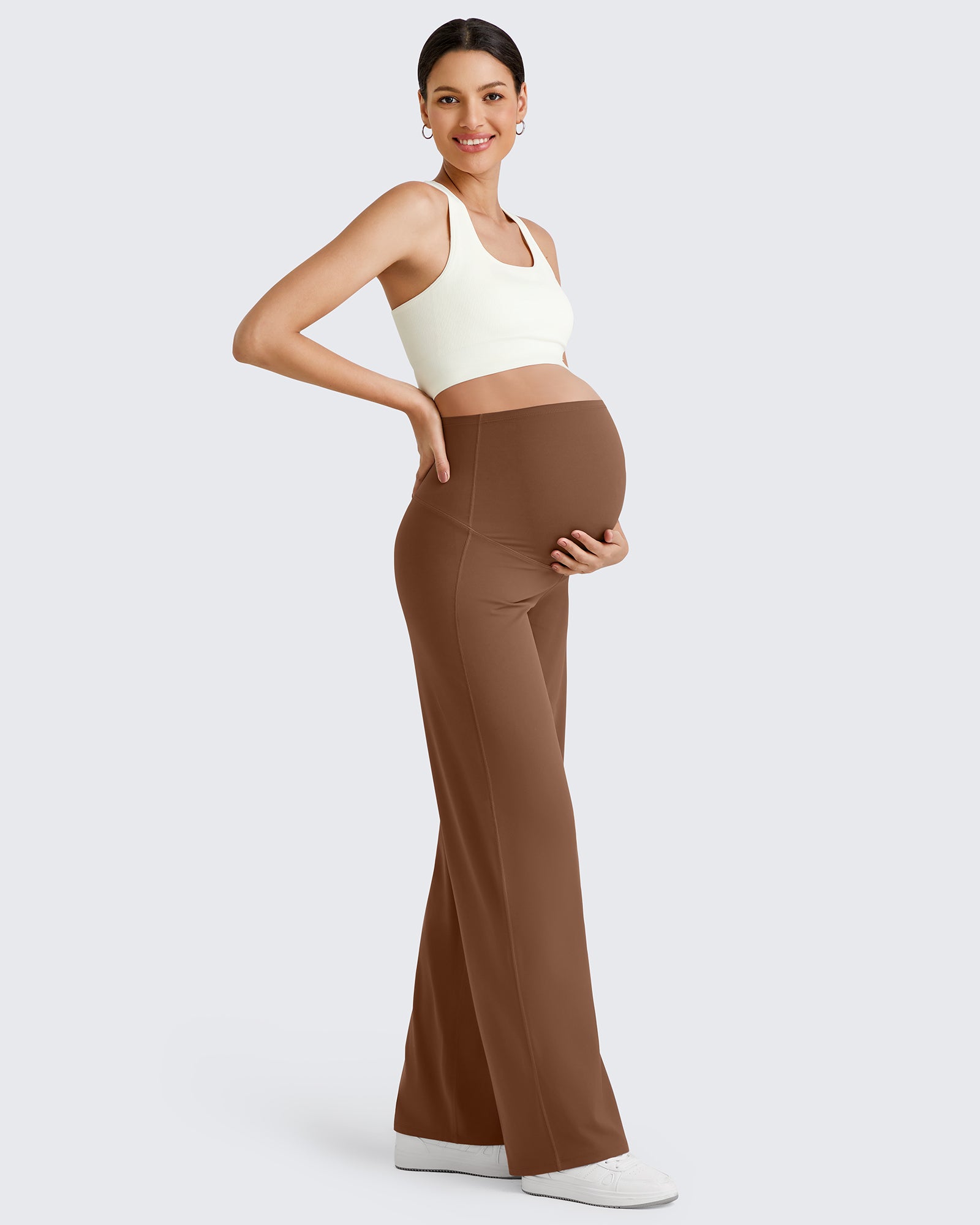 Maternity Wide Leg Dress Pants Dark coffee / XS / Regular (30)