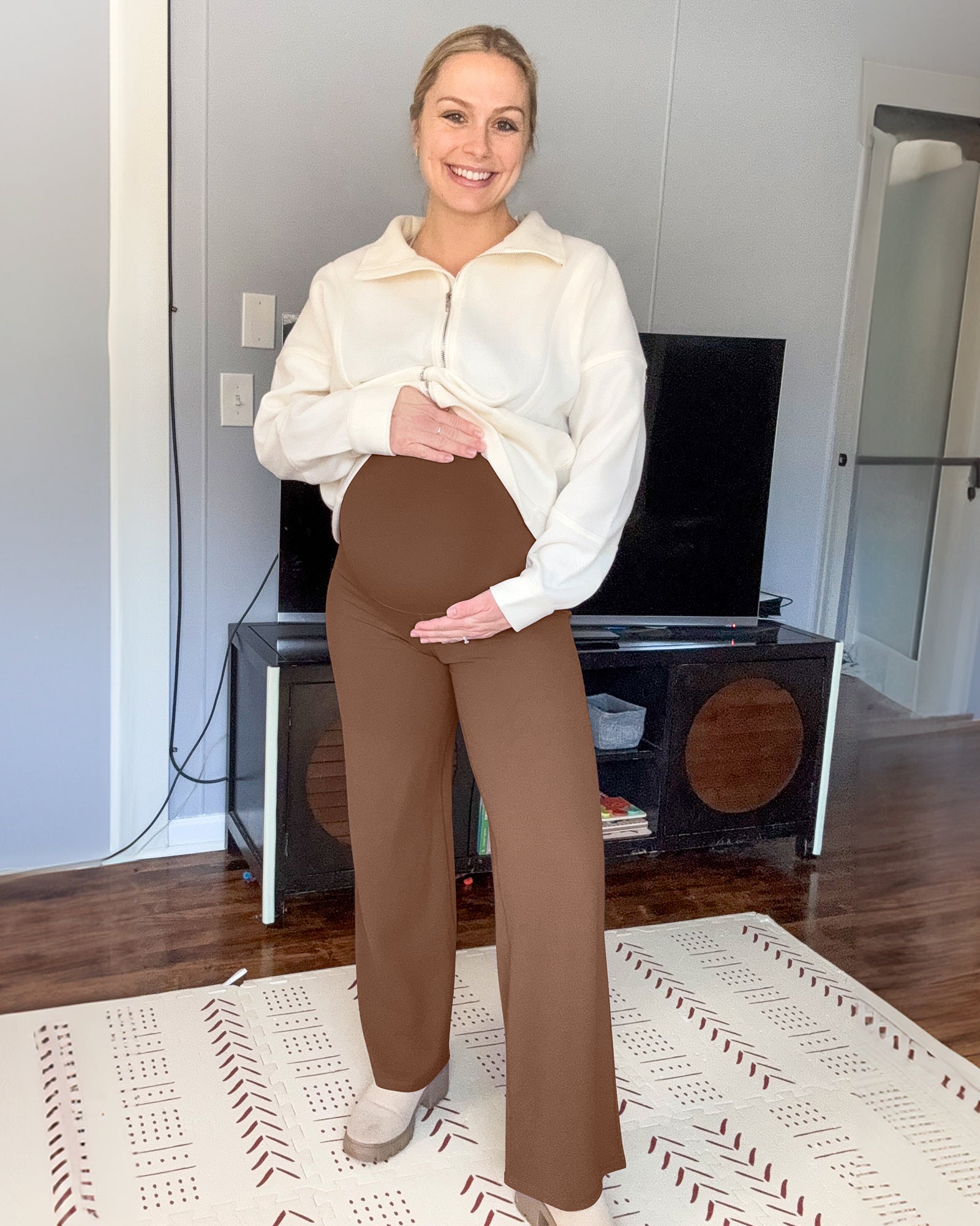 Maternity Wide Leg Dress Pants Dark coffee / XS / Regular (30)
