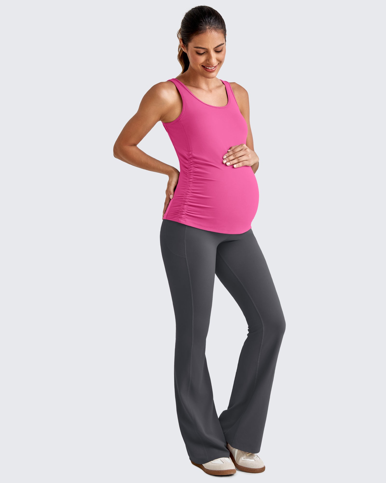 G4Free - BareFeel Ruched Workout Pregnancy Tank -GF25LY405FA-S-GF25LY405FB-M-GF25LY405FC-L-GF25LY405FD-XL-GF25LY405FF-XS