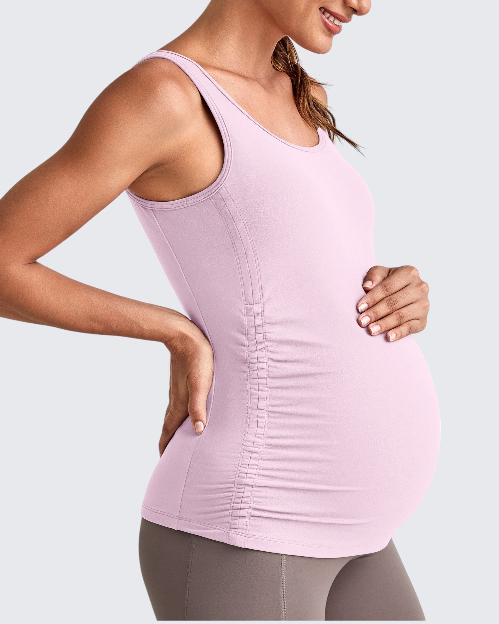 G4Free - BareFeel Ruched Workout Pregnancy Tank -GF25LY405FA-S-GF25LY405FB-M-GF25LY405FC-L-GF25LY405FD-XL-GF25LY405FF-XS