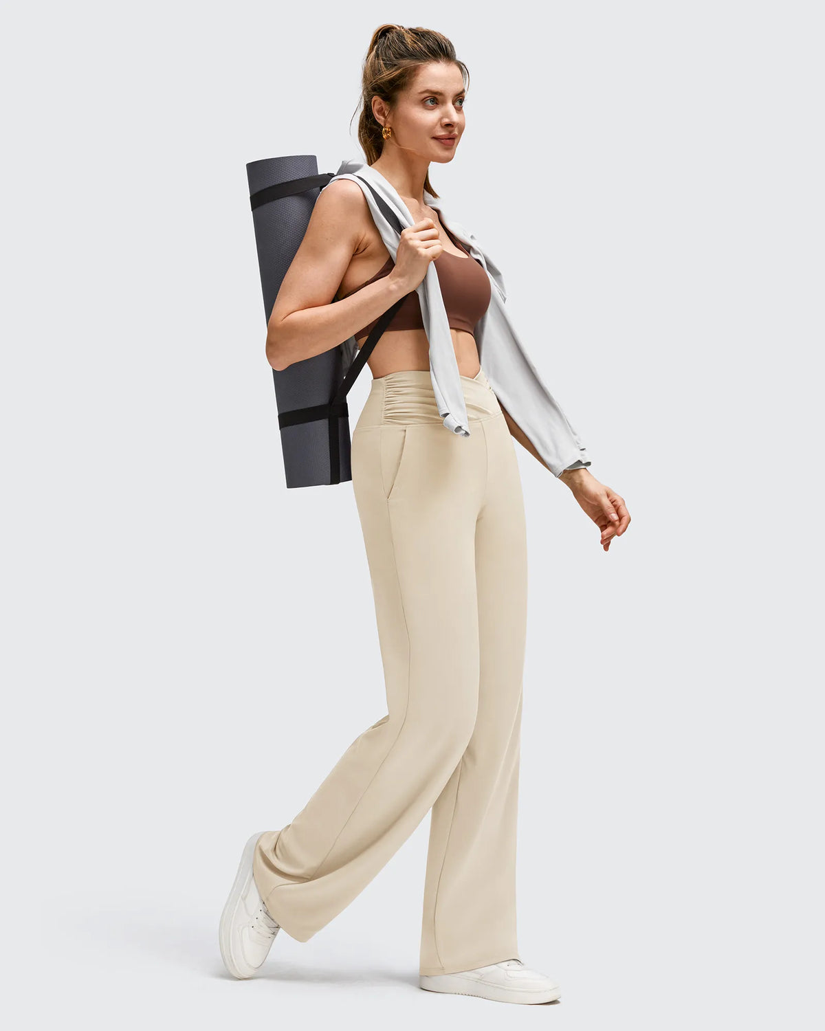 G4Free - BareFeel Side Pleated V Waist Wide Leg Yoga Pants -GF25J596AA-S-GF25J597AA-S-GF25J598AA-S-GF25J596AB-M-GF25J597AB-M