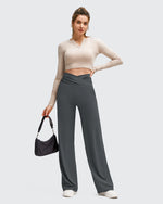 G4Free - BareFeel Side Pleated V Waist Wide Leg Yoga Pants -GF25J596AA-S-GF25J597AA-S-GF25J598AA-S-GF25J596AB-M-GF25J597AB-M