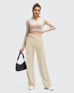 G4Free - BareFeel Side Pleated V Waist Wide Leg Yoga Pants -GF25J596AA-S-GF25J597AA-S-GF25J598AA-S-GF25J596AB-M-GF25J597AB-M