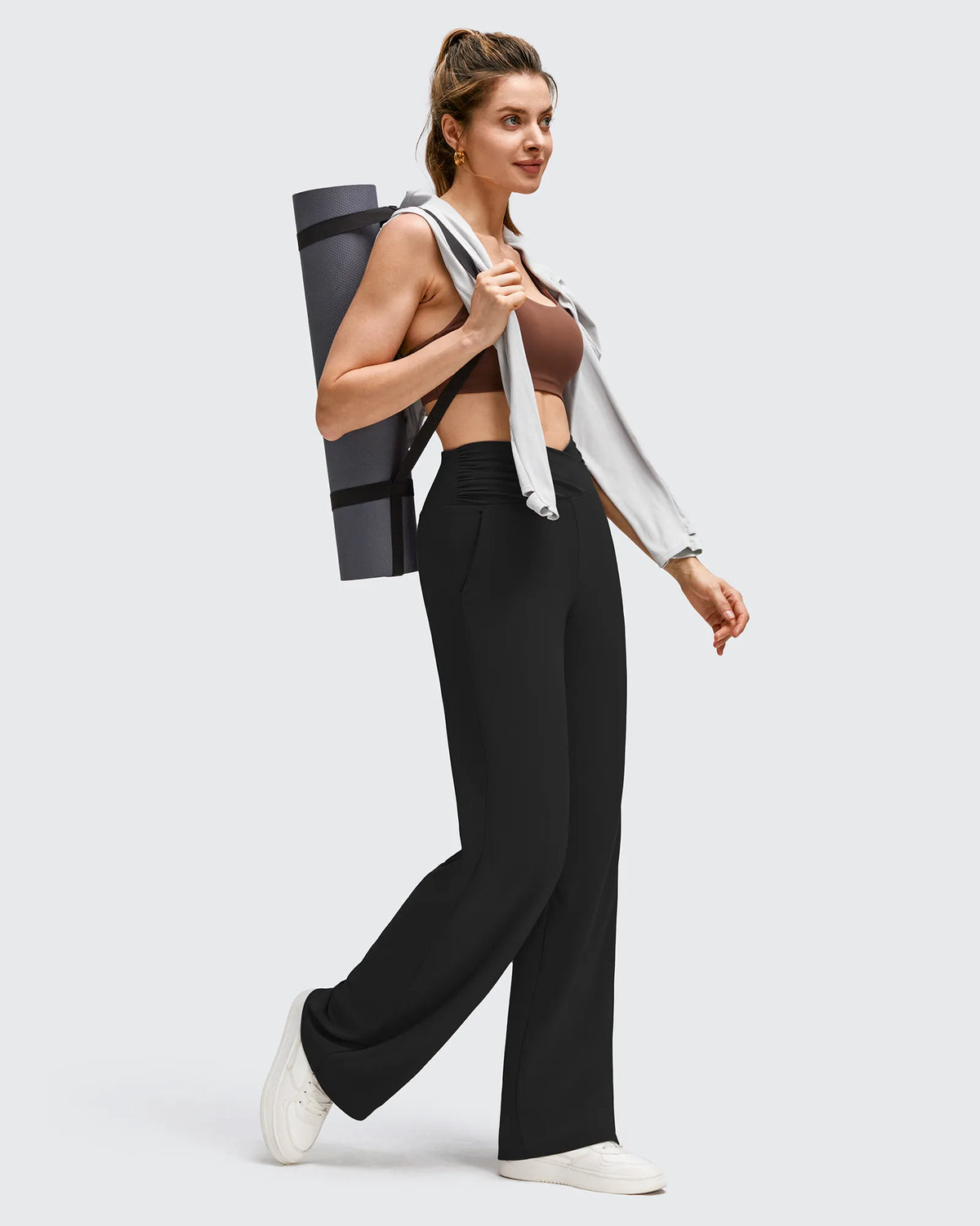 G4Free - BareFeel Side Pleated V Waist Wide Leg Yoga Pants -GF25J596AA-S-GF25J597AA-S-GF25J598AA-S-GF25J596AB-M-GF25J597AB-M