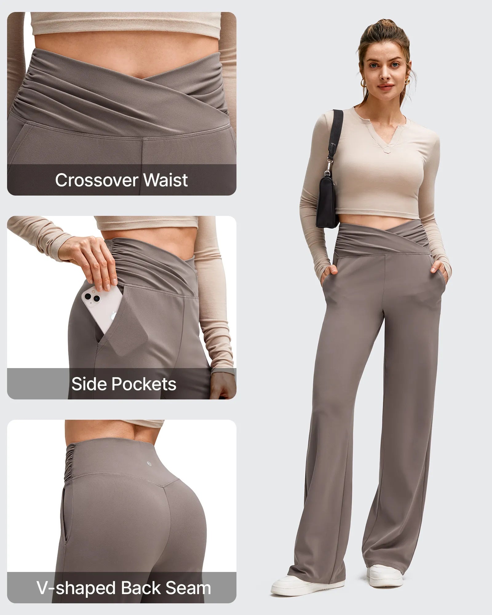 G4Free - BareFeel Side Pleated V Waist Wide Leg Yoga Pants -GF25J596AA-S-GF25J597AA-S-GF25J598AA-S-GF25J596AB-M-GF25J597AB-M
