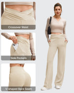 G4Free - BareFeel Side Pleated V Waist Wide Leg Yoga Pants -GF25J596AA-S-GF25J597AA-S-GF25J598AA-S-GF25J596AB-M-GF25J597AB-M