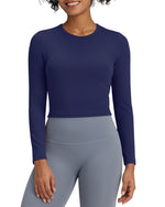 G4Free - BareFeel Slim High Crew Neck Cropped Long Sleeve -GF24B234CA-S