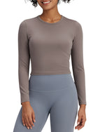 G4Free - BareFeel Slim High Crew Neck Cropped Long Sleeve -GF24B234DA-S