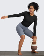 G4Free - BareFeel Slim High Crew Neck Cropped Long Sleeve -GF24B234EA-S-GF24B234EB-M-GF24B234EC-L-GF24B234ED-XL-GF24B234AA-S