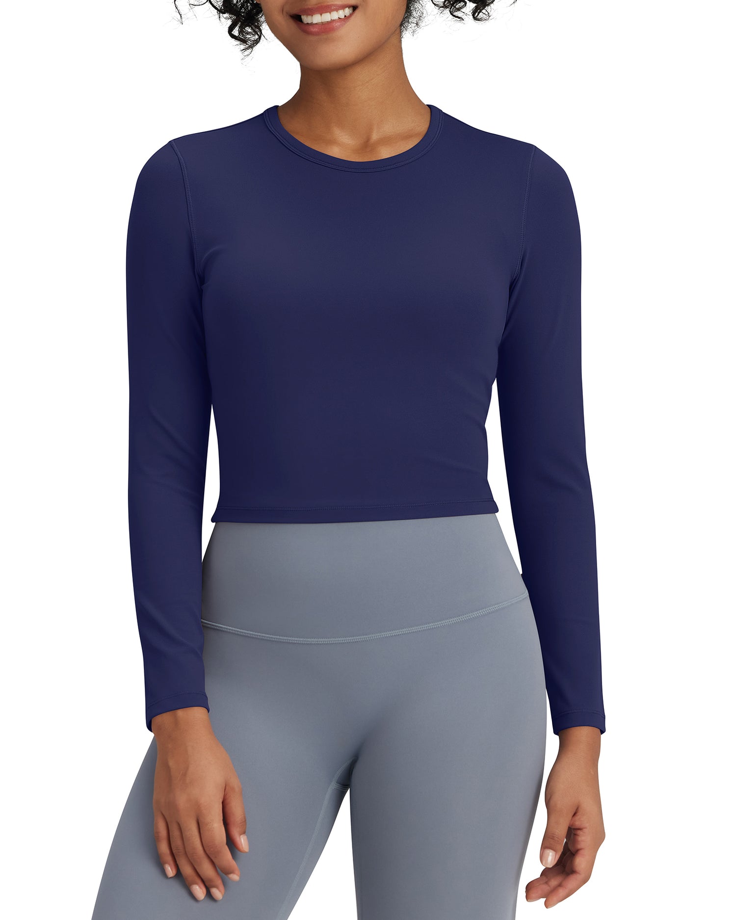 G4Free - BareFeel Slim High Crew Neck Cropped Long Sleeve -GF24B234EA-S-GF24B234EB-M-GF24B234EC-L-GF24B234ED-XL-GF24B234AA-S