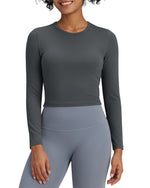 G4Free - BareFeel Slim High Crew Neck Cropped Long Sleeve -GF24B234EA-S-GF24B234EB-M-GF24B234EC-L-GF24B234ED-XL-GF24B234AA-S