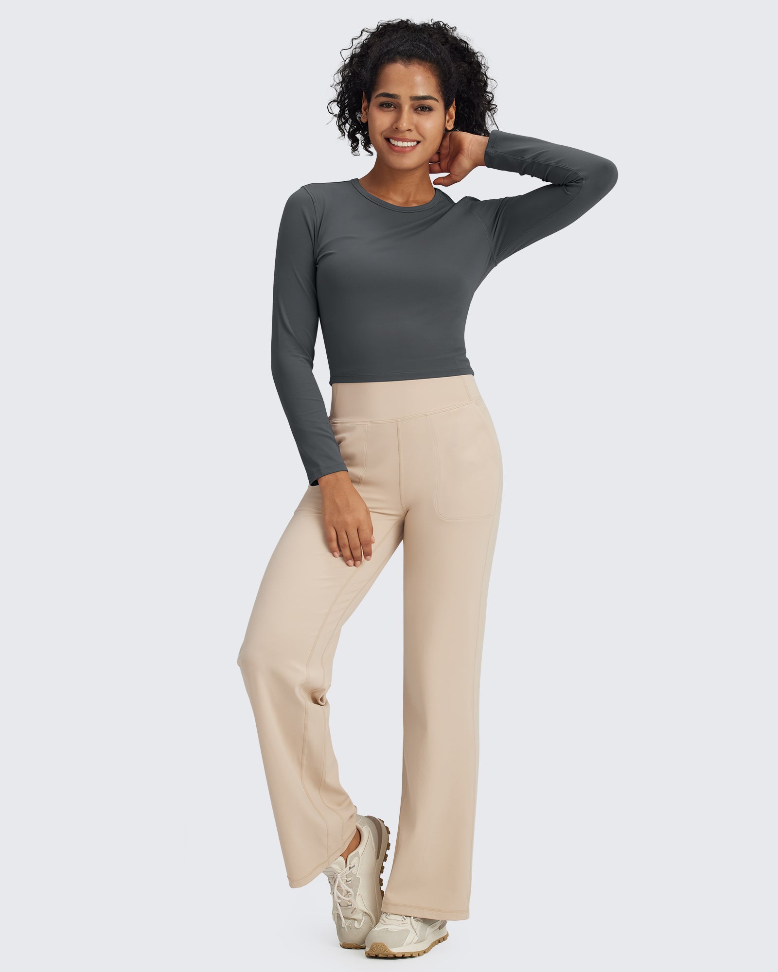 G4Free - BareFeel Slim High Crew Neck Cropped Long Sleeve -GF24B234EA-S-GF24B234EB-M-GF24B234EC-L-GF24B234ED-XL-GF24B234AA-S