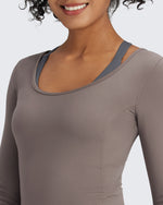 G4Free - BareFeel Slim Scoop Neck Open Back Long Sleeve -GF24B233AA-S-GF24B233AB-M-GF24B233AC-L-GF24B233AD-XL-GF24B233AF-XS