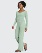 G4Free - BareFeel Wide Leg High-Waisted Pants Tall -GF24J249GA-S