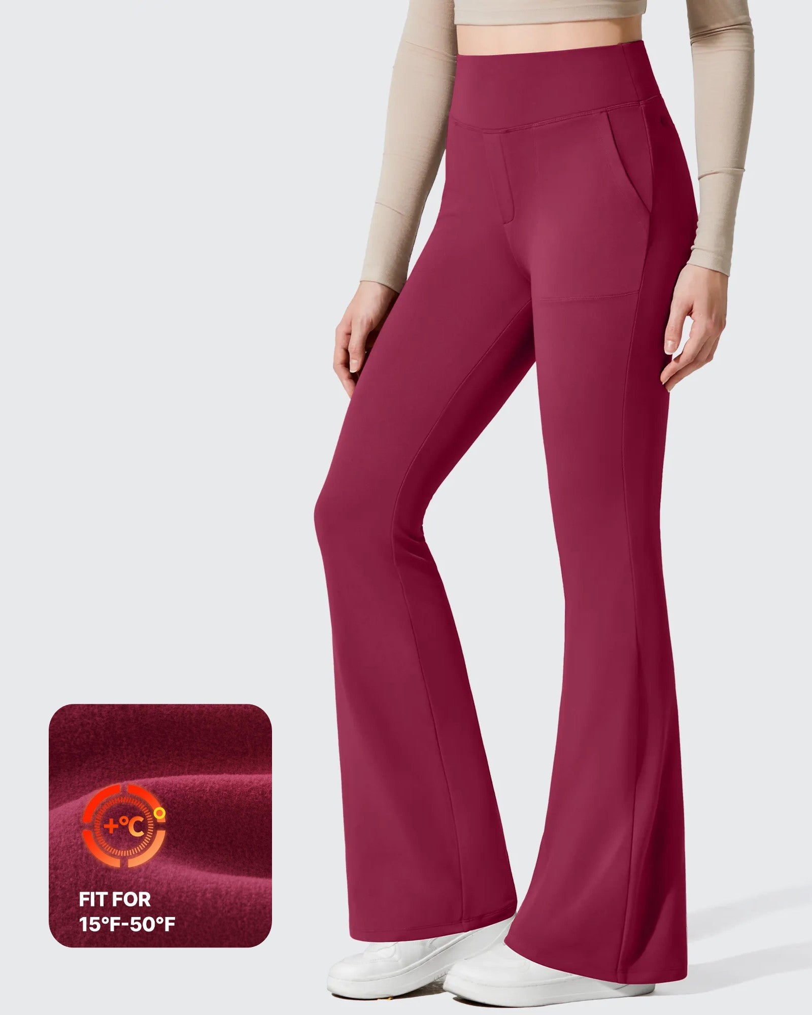 G4Free - Barefeel Fleece Lined Pockets Flare Yoga Pants -GF25A631EA-S-GF25A632DA-S-GF25A633EA-S-GF25A631EB-M-GF25A632DB-M