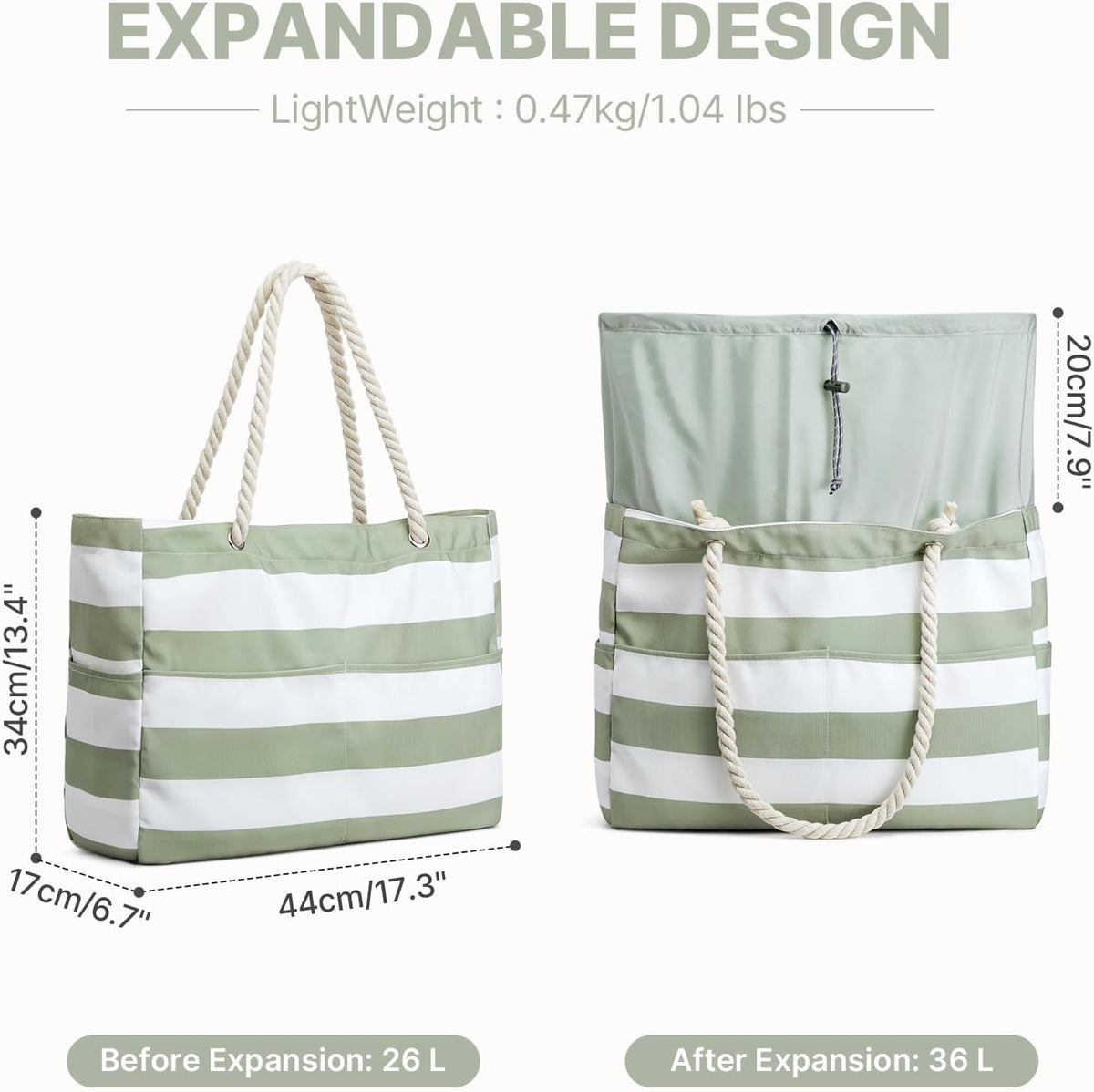 G4Free - Canvas Waterproof Sandproof Large Beach Tote Bags -TN25B597A-TN25B597B-TN25B597C