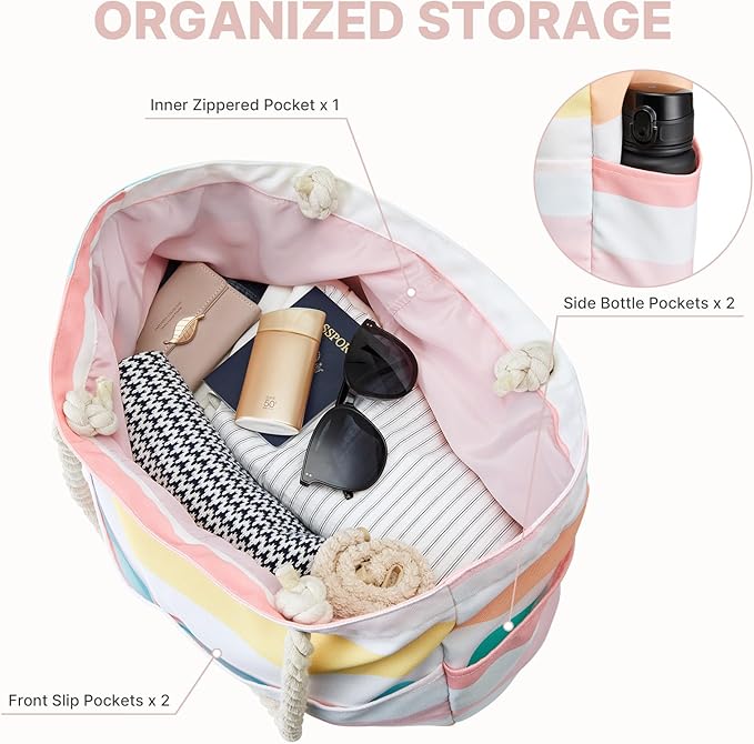 G4Free - Canvas Waterproof Sandproof Large Beach Tote Bags -TN25B597A-TN25B597B-TN25B597C