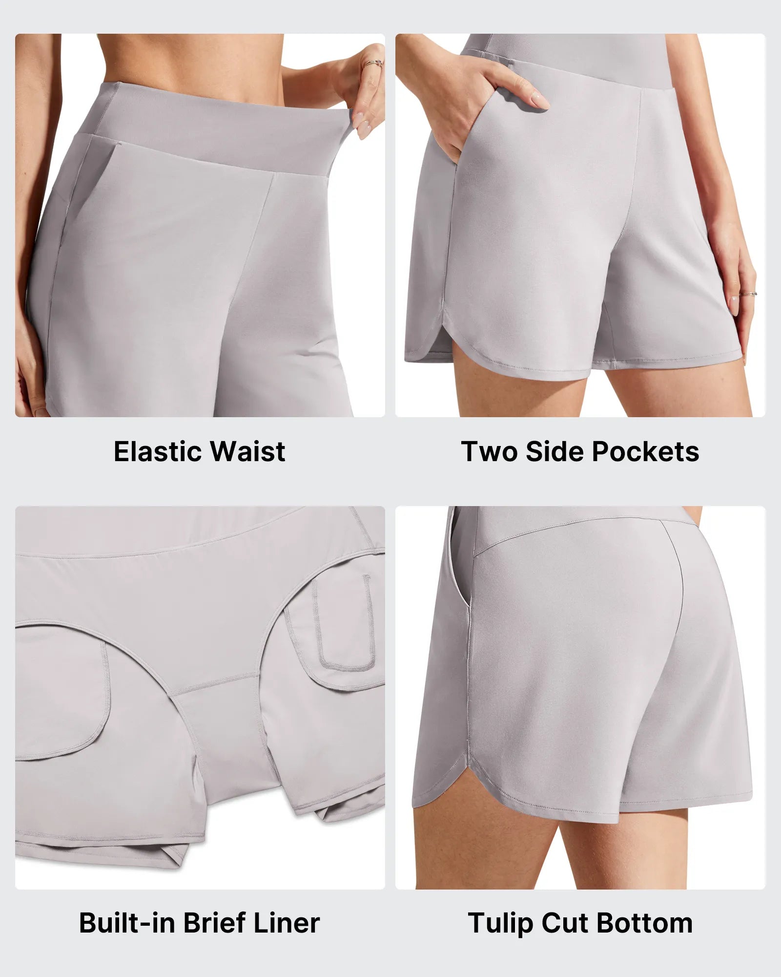 G4Free - Chillwhisp Built-in Brief Liner High Waist Athletic Shorts -GF26E710AA-S-GF26E710AB-M-GF26E710AC-L-GF26E710AD-XL-GF26E710AE-XXL