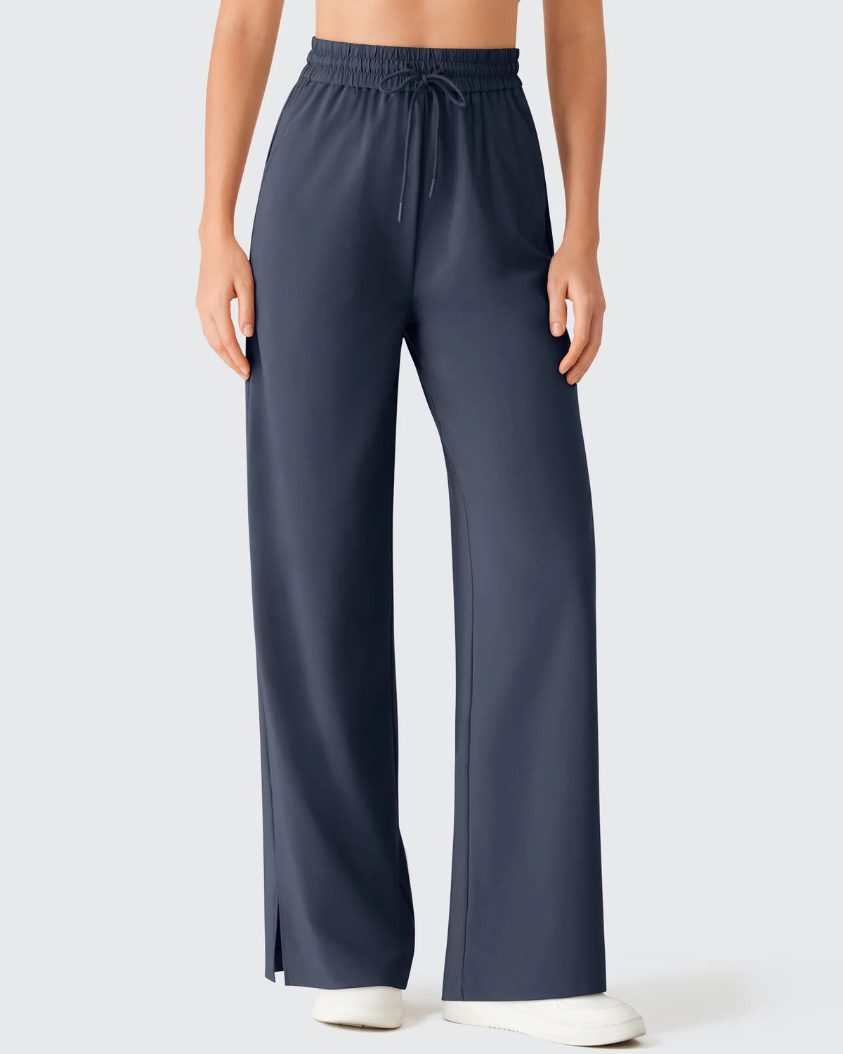 G4Free - Chillwhisp Drawstring Side Slit Flowy Palazzo Wide Leg Pants -GF26J855A001A-S-GF26J856A001A-S-GF26J857A001A-S-GF26J855A001B-M-GF26J856A001B-M