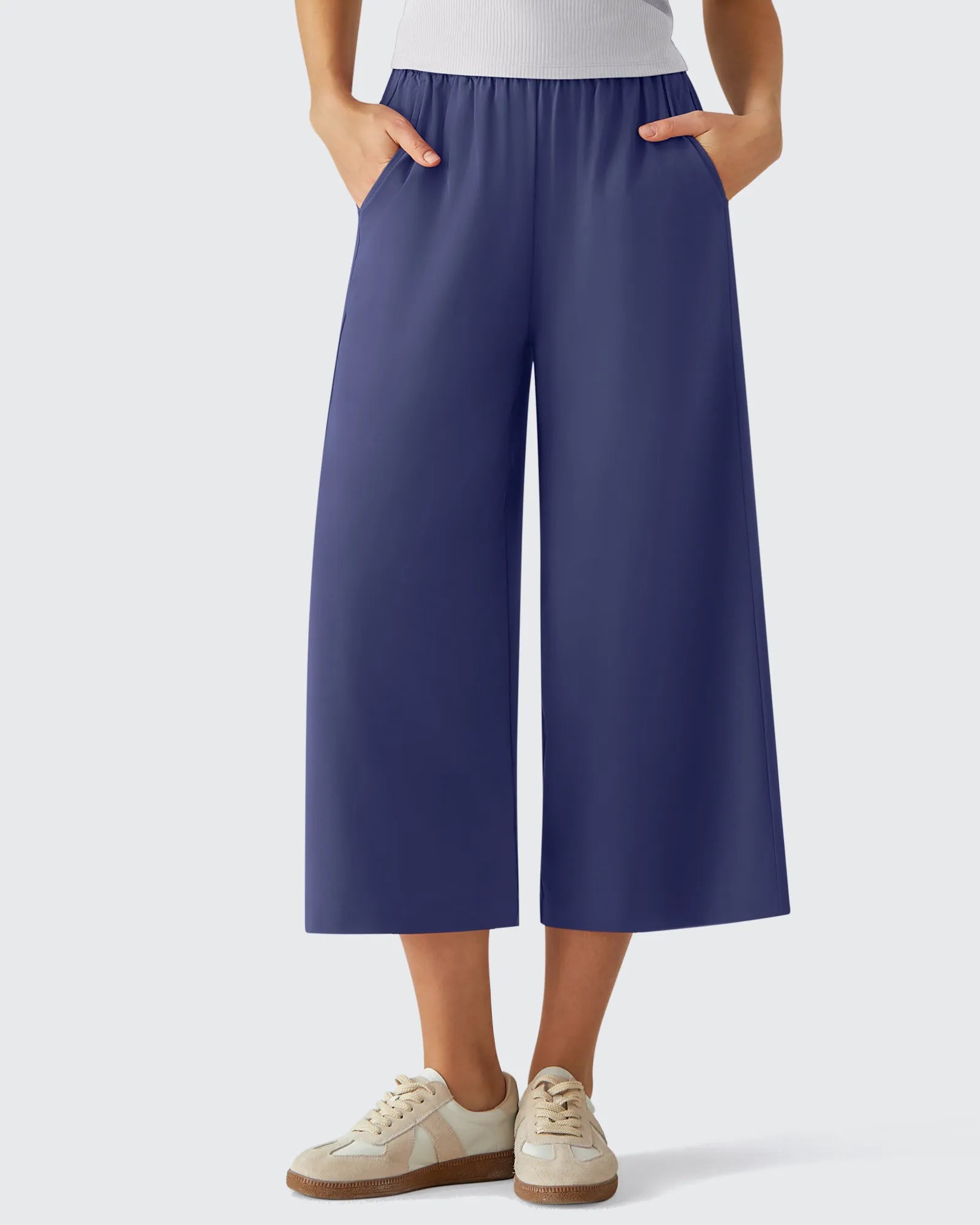 G4Free - Chillwhisp Elastic Waist Flowy Wide Leg Capri Pants 20'' -GF26J866D019A-S-GF26J866D019B-M-GF26J866D019C-L-GF26J866D019D-XL-GF26J866D019E-XXL