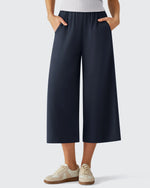 G4Free - Chillwhisp Elastic Waist Flowy Wide Leg Capri Pants 20'' -GF26J866D019A-S-GF26J866D019B-M-GF26J866D019C-L-GF26J866D019D-XL-GF26J866D019E-XXL
