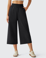 G4Free - Chillwhisp Elastic Waist Flowy Wide Leg Capri Pants 20'' -GF26J866D019A-S-GF26J866D019B-M-GF26J866D019C-L-GF26J866D019D-XL-GF26J866D019E-XXL