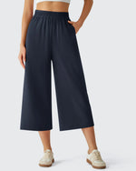 G4Free - Chillwhisp Elastic Waist Flowy Wide Leg Capri Pants 20'' -GF26J866D019A-S-GF26J866D019B-M-GF26J866D019C-L-GF26J866D019D-XL-GF26J866D019E-XXL