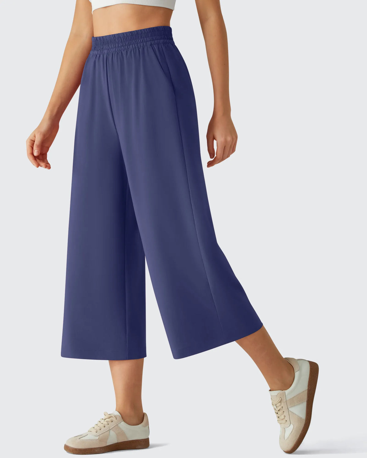 G4Free - Chillwhisp Elastic Waist Flowy Wide Leg Capri Pants 20'' -GF26J866D019A-S-GF26J866D019B-M-GF26J866D019C-L-GF26J866D019D-XL-GF26J866D019E-XXL