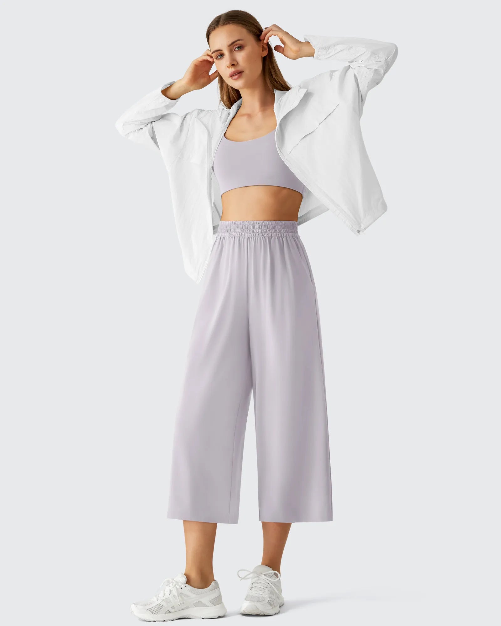 G4Free - Chillwhisp Elastic Waist Flowy Wide Leg Capri Pants 20'' -GF26J866D019A-S-GF26J866D019B-M-GF26J866D019C-L-GF26J866D019D-XL-GF26J866D019E-XXL