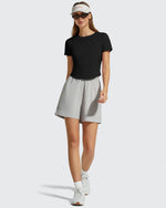 G4Free - Cropped Crewneck Relaxed Fit Short Sleeve Tops -GF26K885A001A-S-GF26K885A001B-M-GF26K885A001C-L-GF26K885A001D-XL-GF26K885A001E-XXL